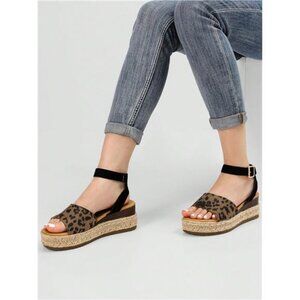 Women's Platform Ankle Strap Open Toe Espadrille Wedge Sandals